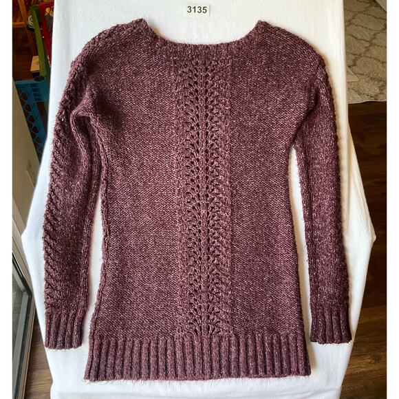Maurices Women Long Sleeve Crewneck Knit Long Blouse size XS, Wine Purple - Picture 8 of 8